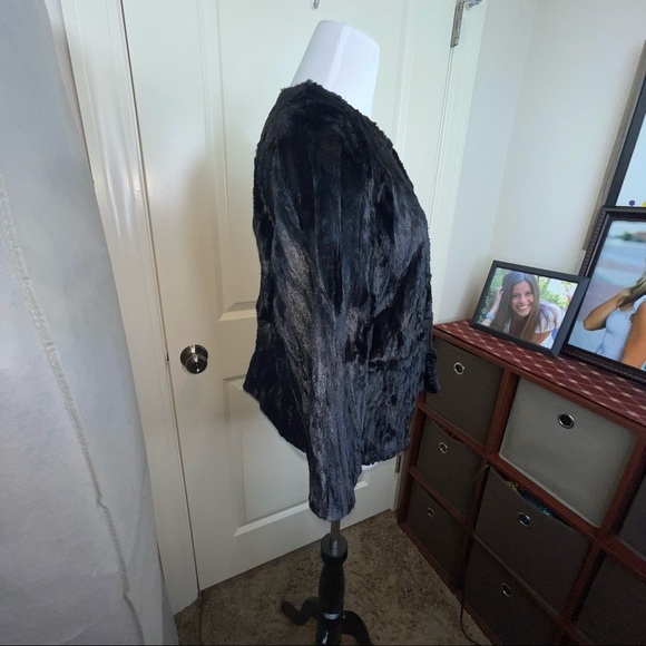 NWT Jennifer Lopez Short Faux Fur Jacket Black Tie Sz M - Picture 7 of 16
